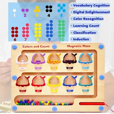 MAGNETIC COLOR AND NUMBER MAZE BOARD