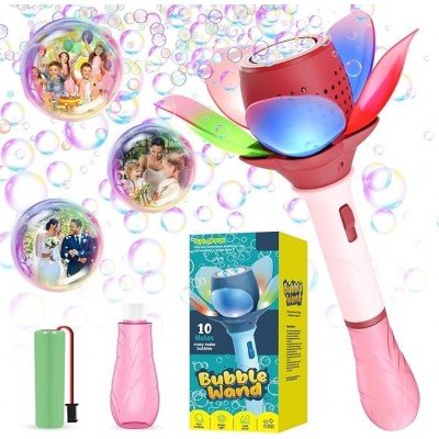 Electric Flower Bubble Wand with Light (Rechargeable)
