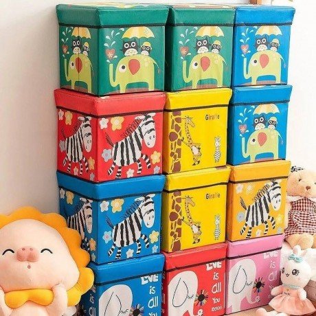 KIDS FOLDING MULTI PURPOSE TOY STORAGE BOX CUM CHAIR