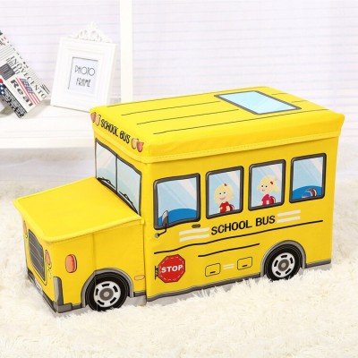 FOLDABLE BUS SHAPED STORAGE BOX CUM STOOL FOR KIDS